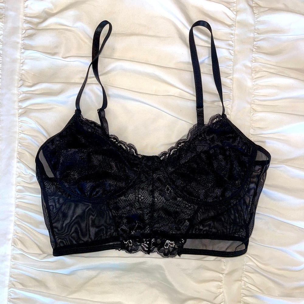 Black lace crop top